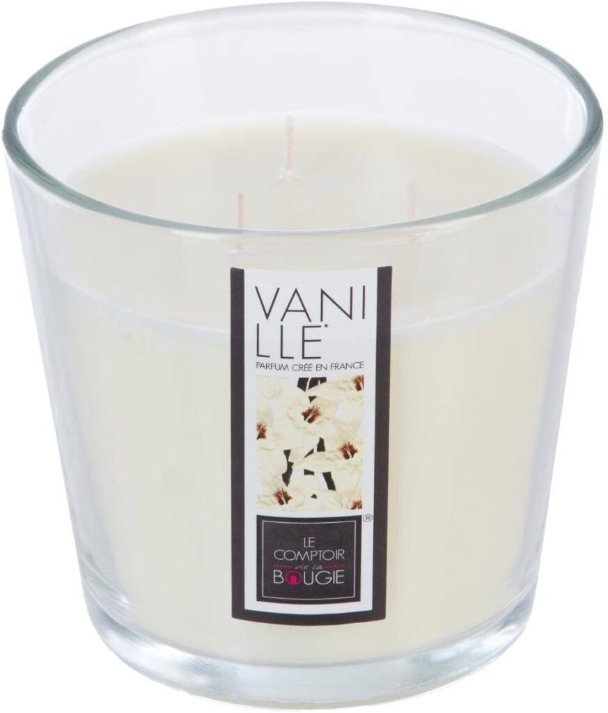 Bougie parfumée pour une décoration élégante, créant une ambiance chaleureuse