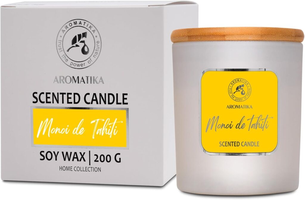 Bougie parfumée pour une ambiance chaleureuse, idéale en décoration ou en cadeau