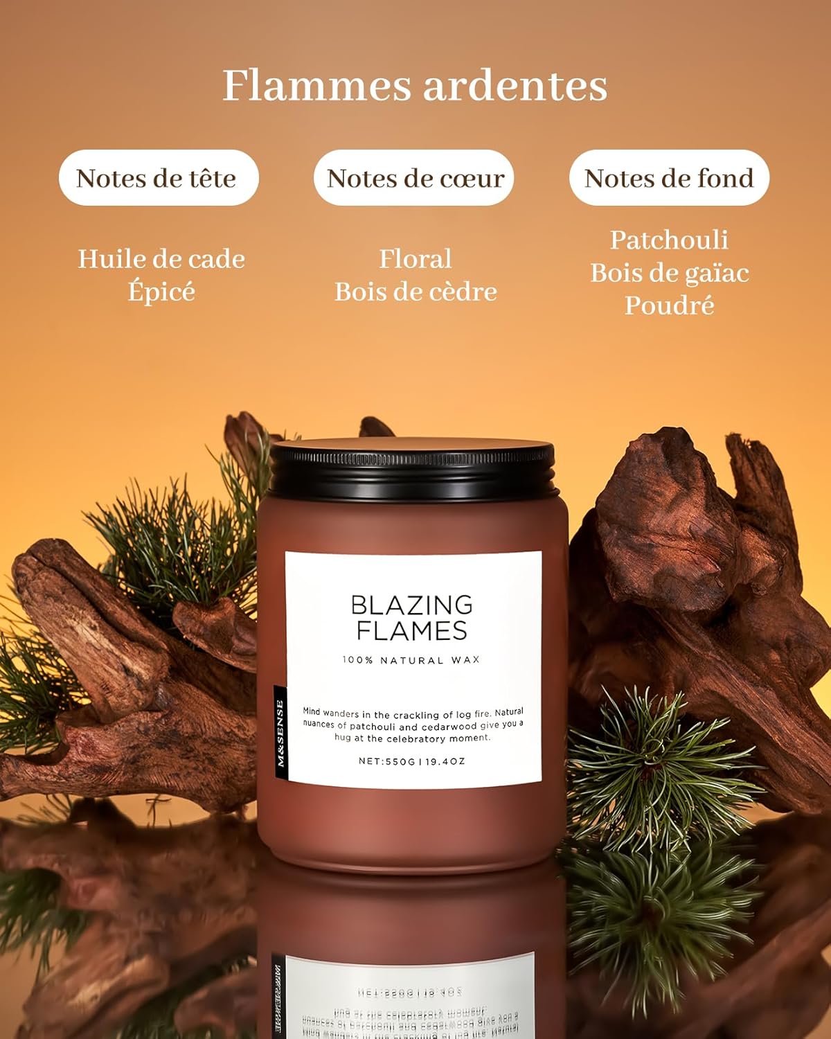 Bougie parfumée pour une décoration élégante, créant une ambiance chaleureuse et apaisante – Image 2