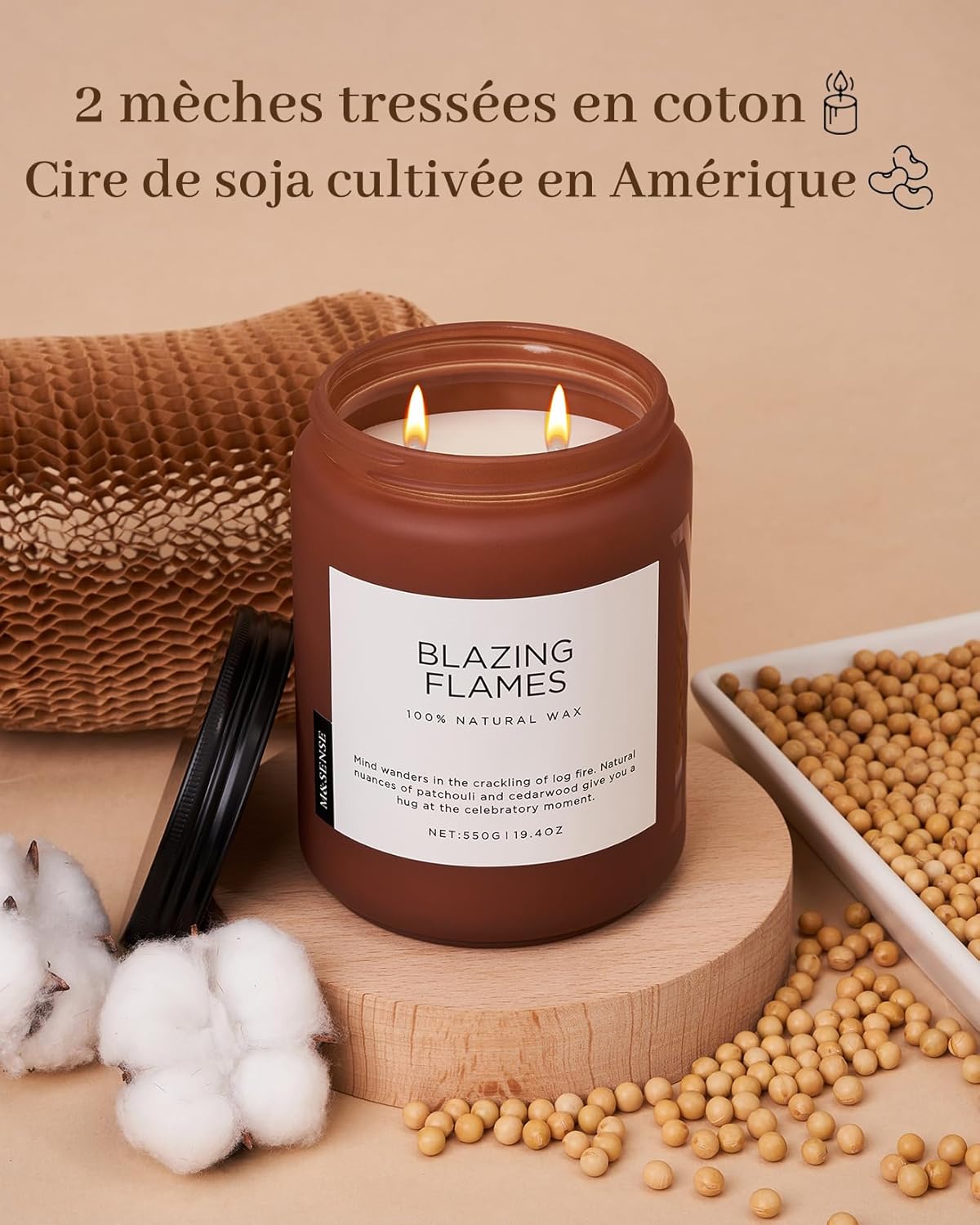 Bougie parfumée pour une décoration élégante, créant une ambiance chaleureuse et apaisante – Image 3