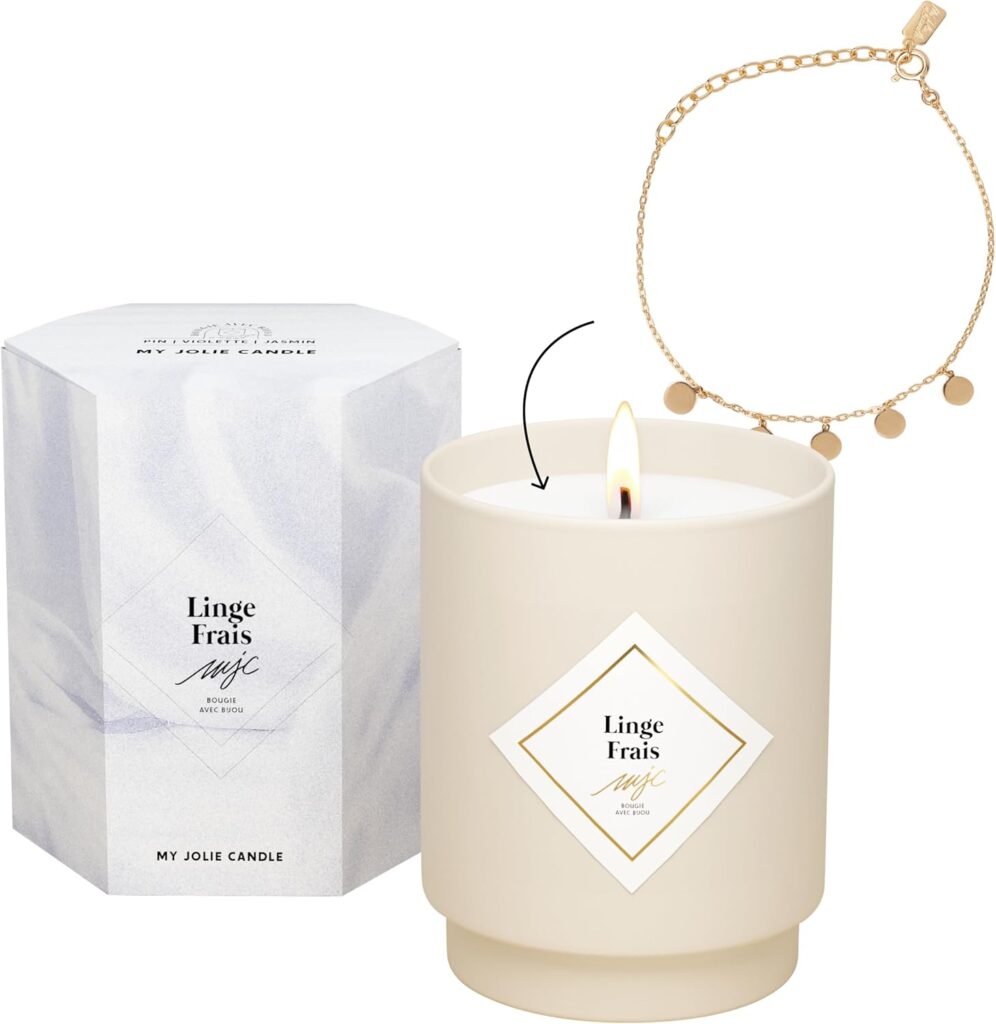 Bougie parfumée pour une décoration élégante, créant une ambiance chaleureuse