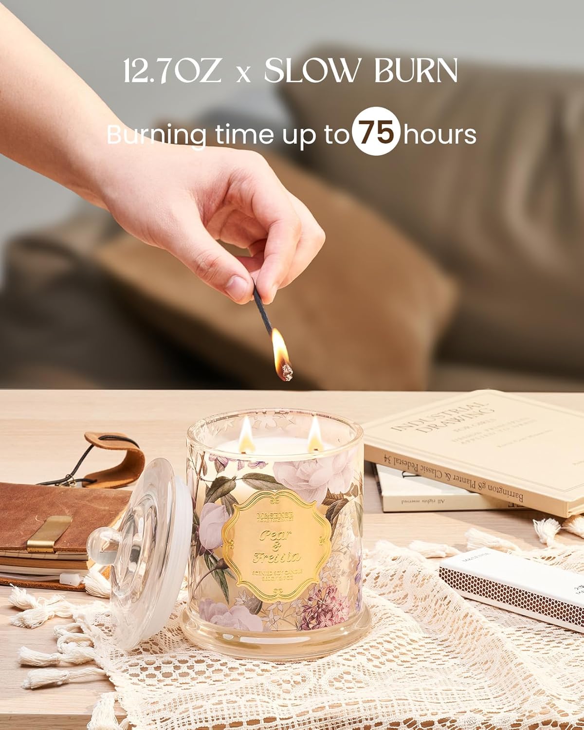 Bougie parfumée pour la détente, idéale pour créer une ambiance chaleureuse – Image 7