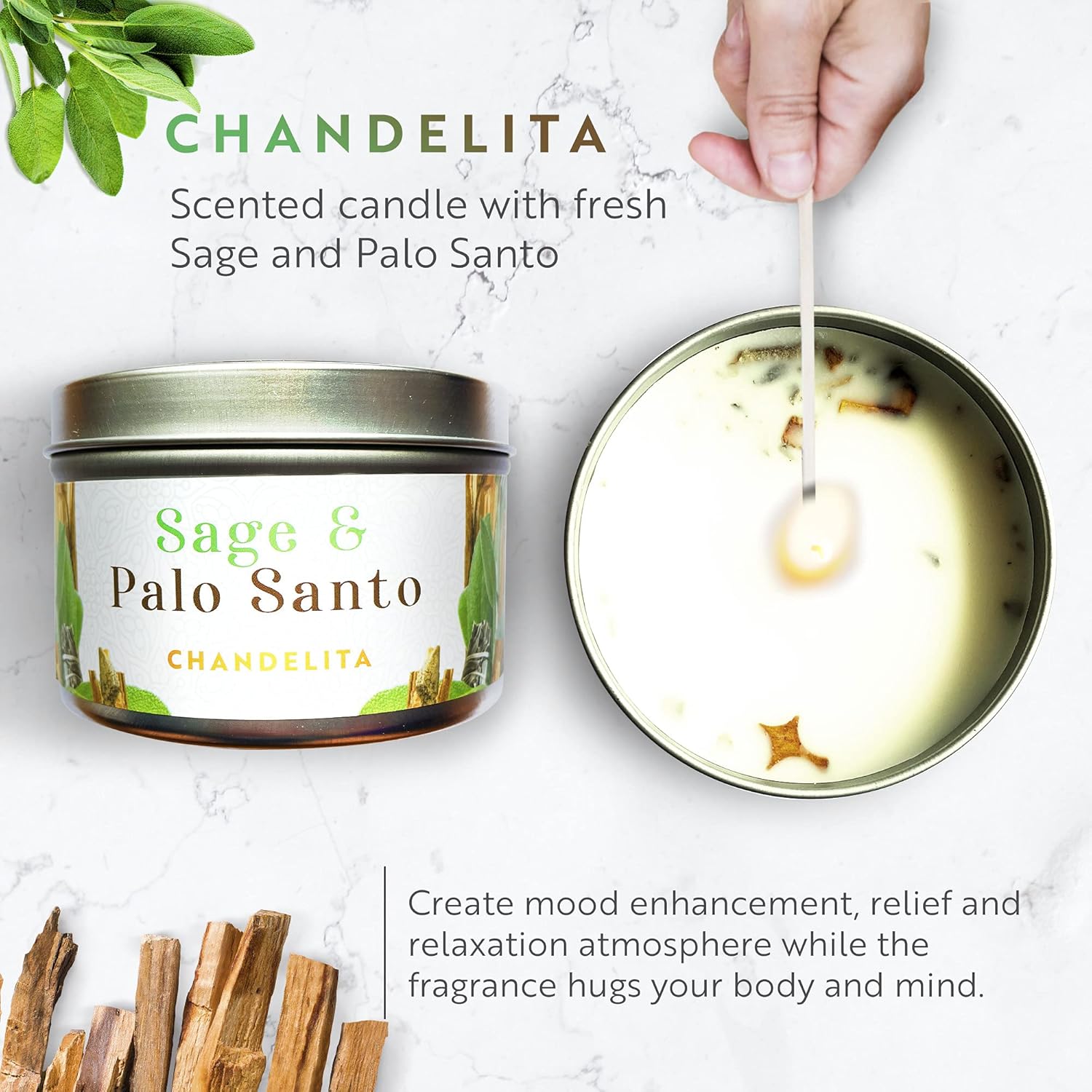 Bougie parfumée pour une décoration chaleureuse, créant une ambiance relaxante – Image 2